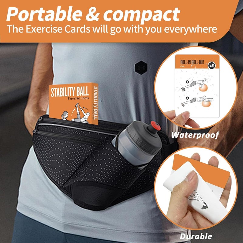 ELAORY Stability Ball Workout Cards, 62 Exercises Cards Deck Large Size 5" x 3.5" Fitness Cards for Women & Men, Beginner Fitness Guide to Training Exercises at Home or Gym - Image 4